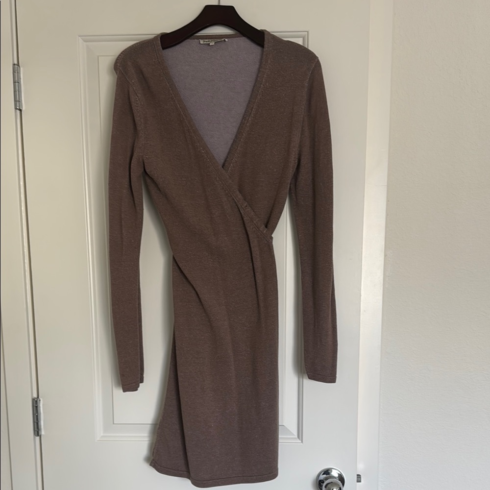 Casual Brown Wrap Dressing